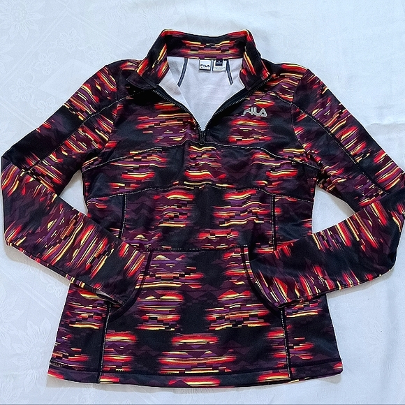 NWT Fila Vibrant Workout Athleisure Fitted Pullover Jacket 1/4 Zip Thumb Hole M - Picture 9 of 17